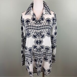 Boden Paisley Boho Cotton blend Button down Tunic Blouse sz 6